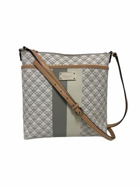 Kate Spade Square Gray/White Logo Leather Crossbody